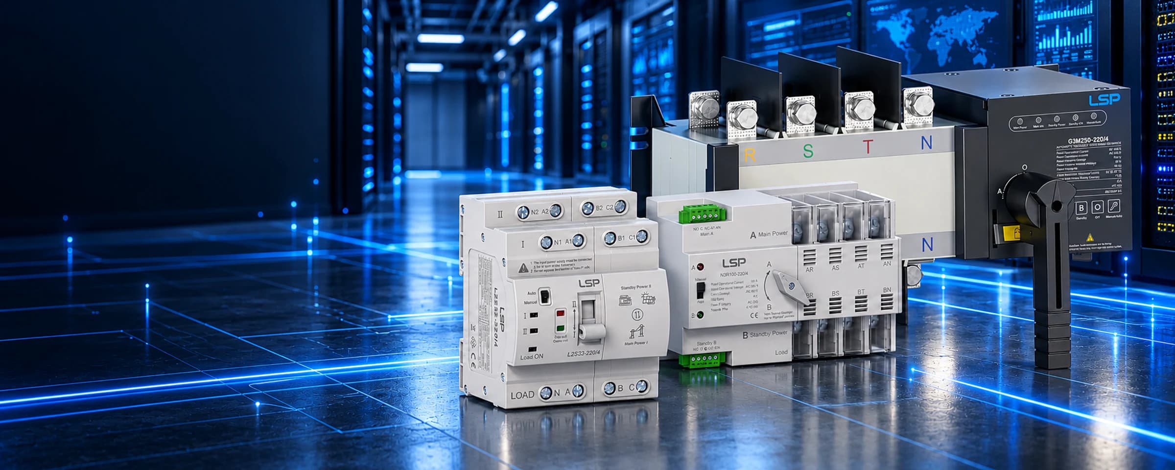 LSP automatic transfer switches in an intelligent power-control environment