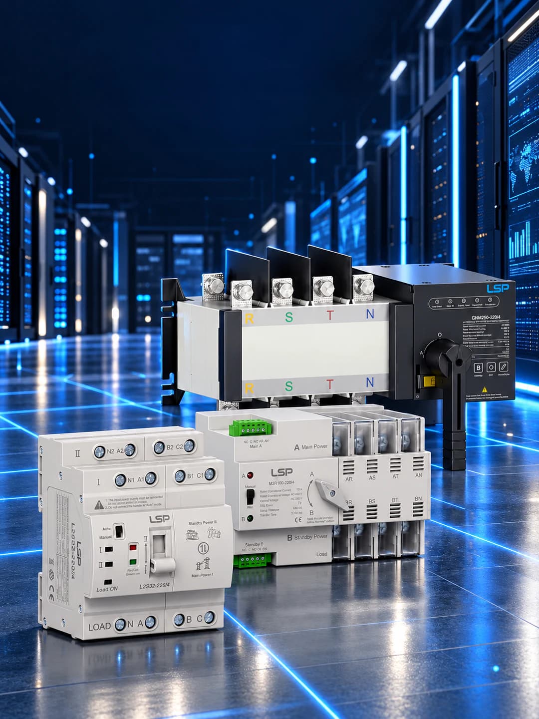 LSP automatic transfer switches in an intelligent power-control environment