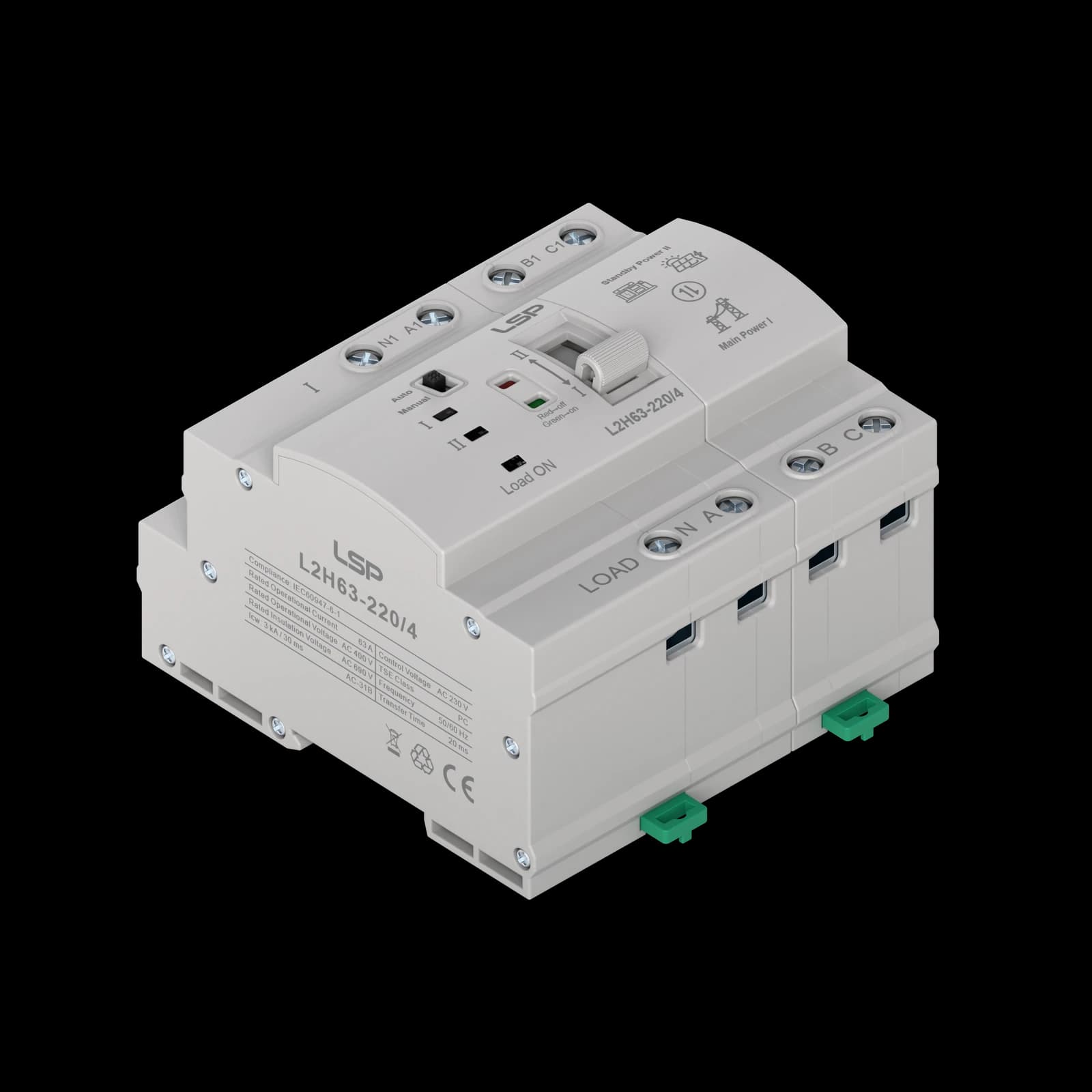 L2H63 automatic transfer switch angled view
