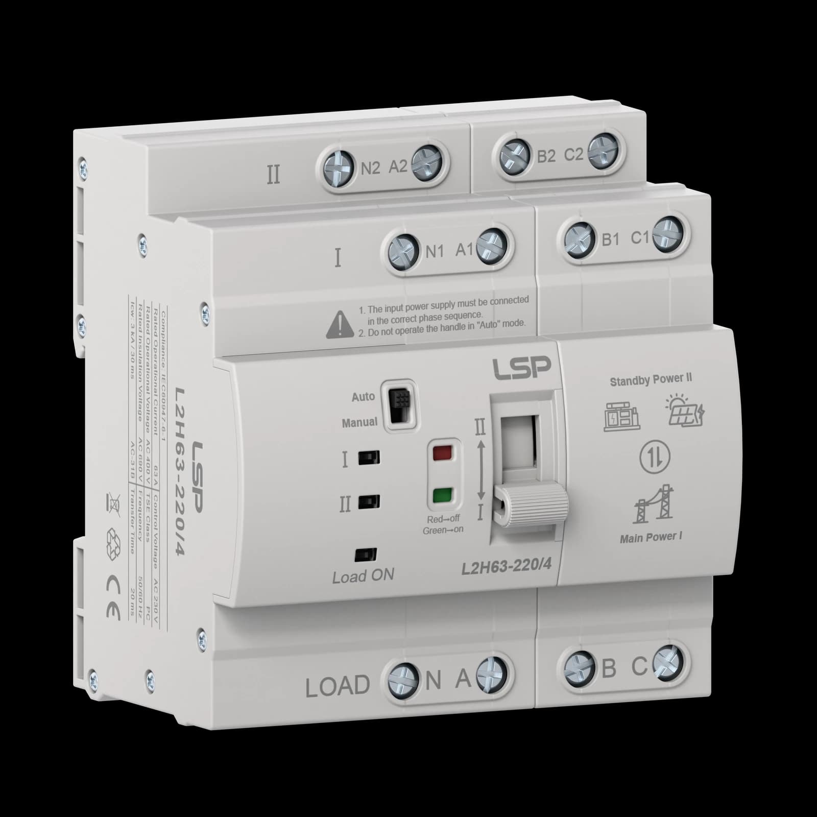 L2H63 four-pole automatic transfer switch front view